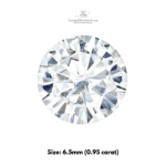 Round Cut Certified Moissanite Diamond D – 6.5mm (0.95 Carat)