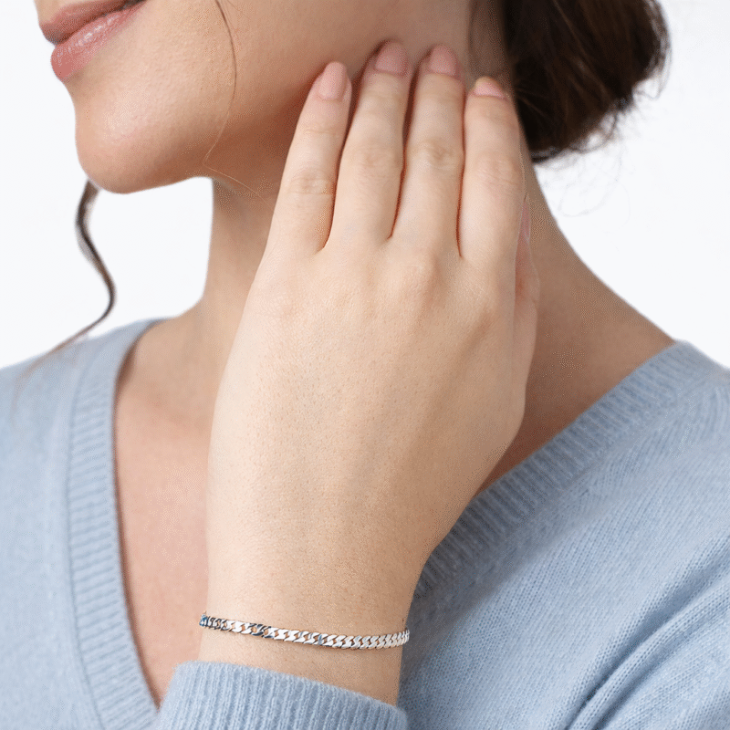 92.5 Silver Women Curb Bracelet