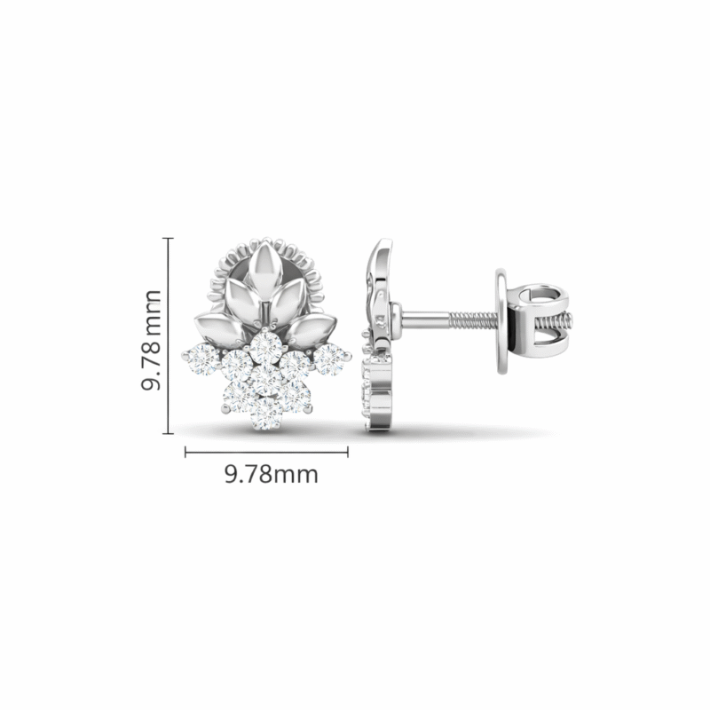 92.5 Sterling Silver Floral Cut Studs for Women Size Details
