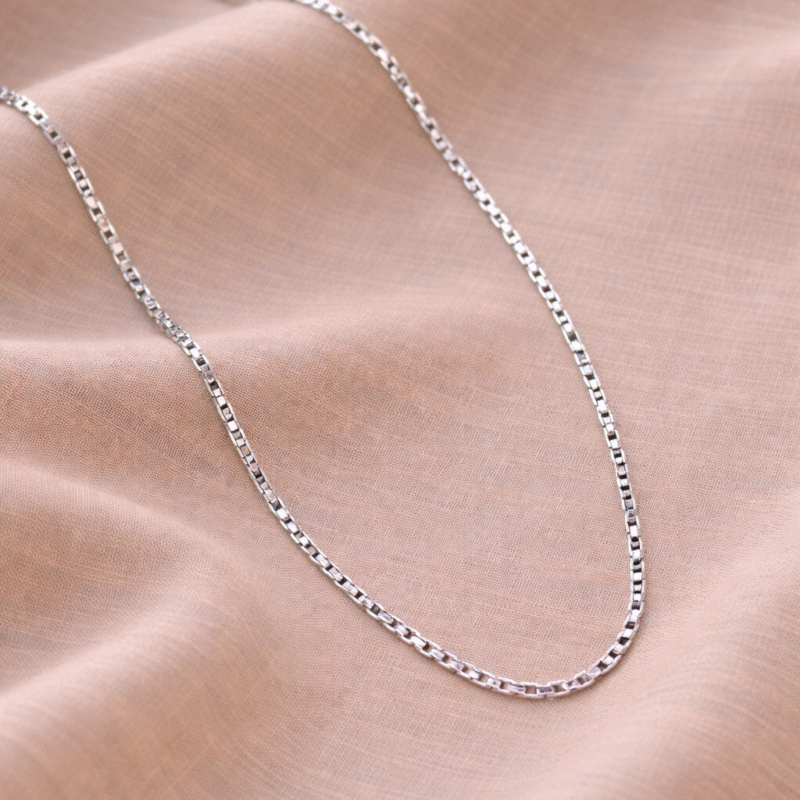 92.5 Sterling Silver Italian Box Chain for Men 22 Inches
