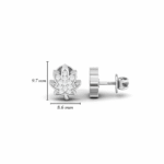 92.5 Sterling Silver Leaf Design Studs for Women Size Detail