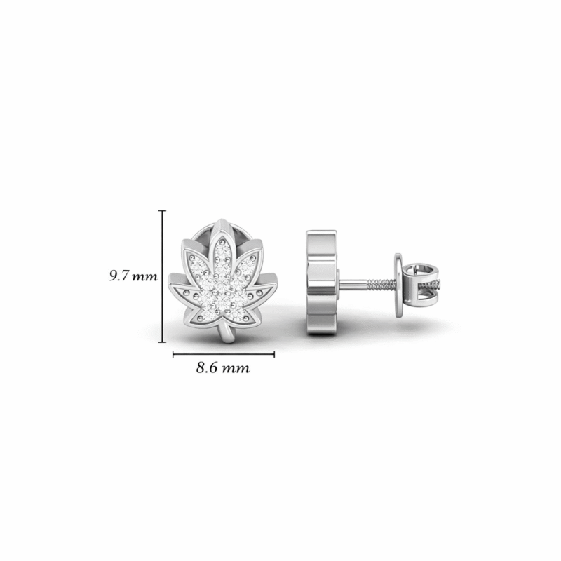 92.5 Sterling Silver Leaf Design Studs for Women Size Detail
