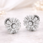 92.5 Sterling Silver Snowflake Stud Earrings for Women