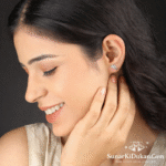 Blossom Curve Floral Silver Stud Earrings front view