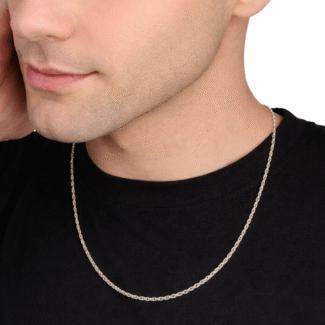 Buy Pure Silver Italian Rope Chain for Men 22 Inches