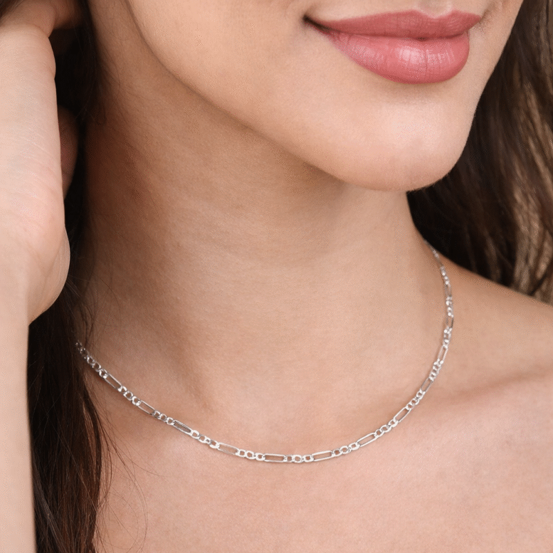 Buy Silver Figaro Chain for Women (18 Inches)