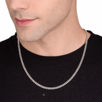 Buy Silver Italian Curb Chain for Men 22 Inches