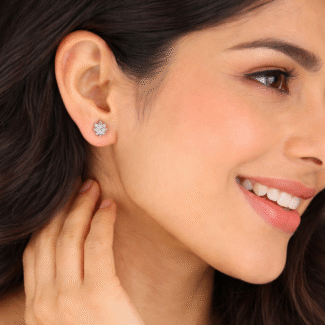 Sterling Silver Leaf Design Studs for Women