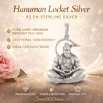 Hanuman Silver Locket – 92.5% Sterling Silver Lord Hanuman Pendant for Men