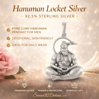 Hanuman Silver Locket – 92.5% Sterling Silver Lord Hanuman Pendant for Men