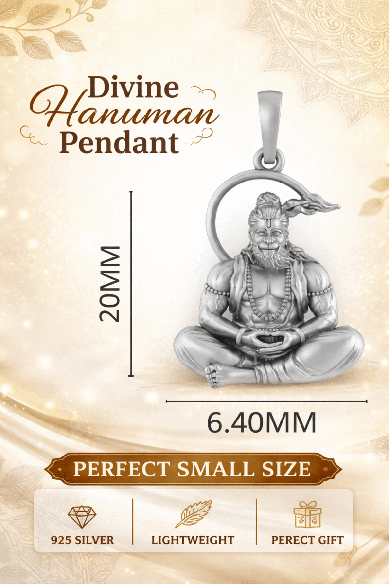 Pure Sterling Silver God Hanuman size guide