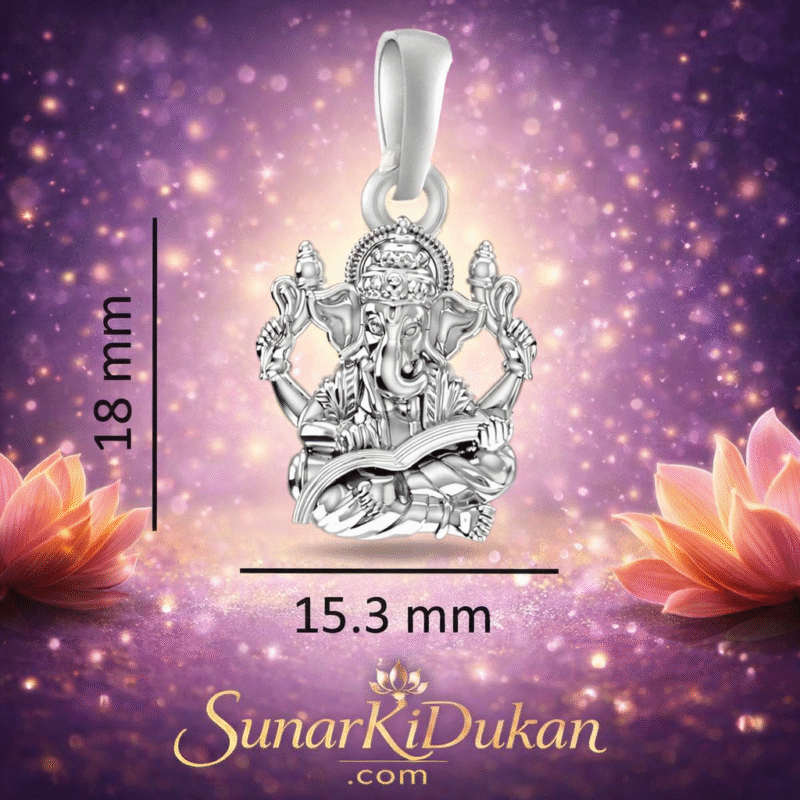Silver Ganesha Pendant size guide