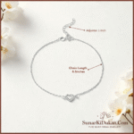 Forever Heart Charm Silver Anklet for Women size guides