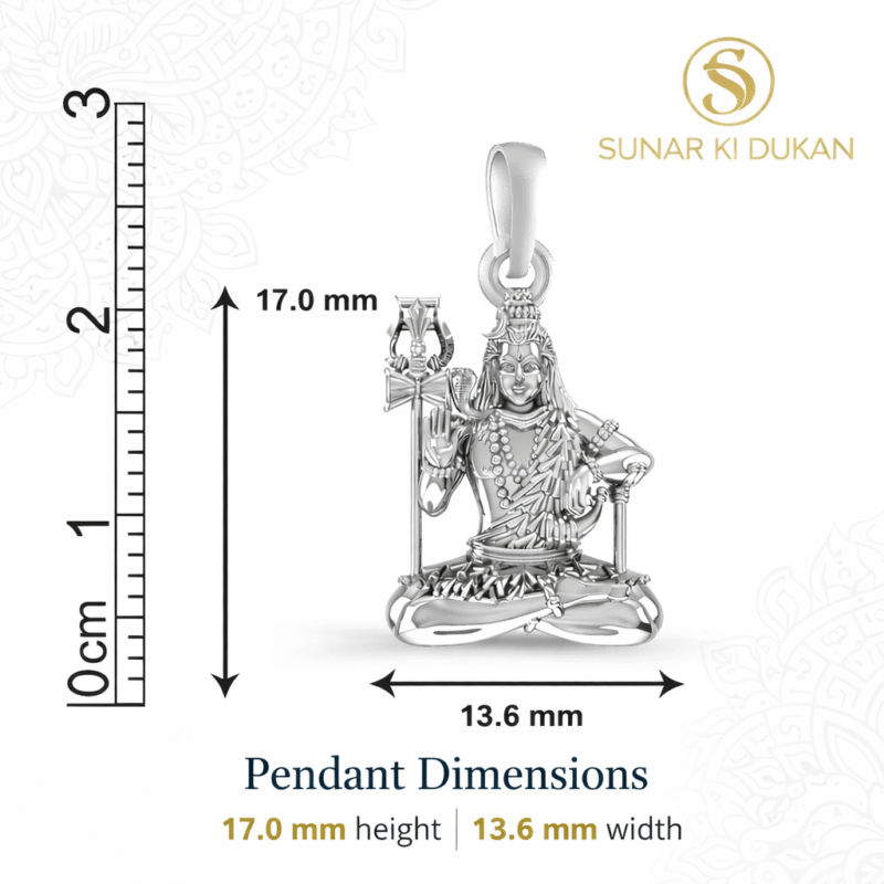 Lord Shiva Pendant size guide