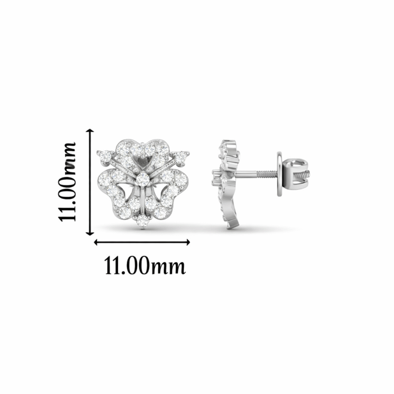 Pure Silver Floral Stud Earrings for Women Size Details