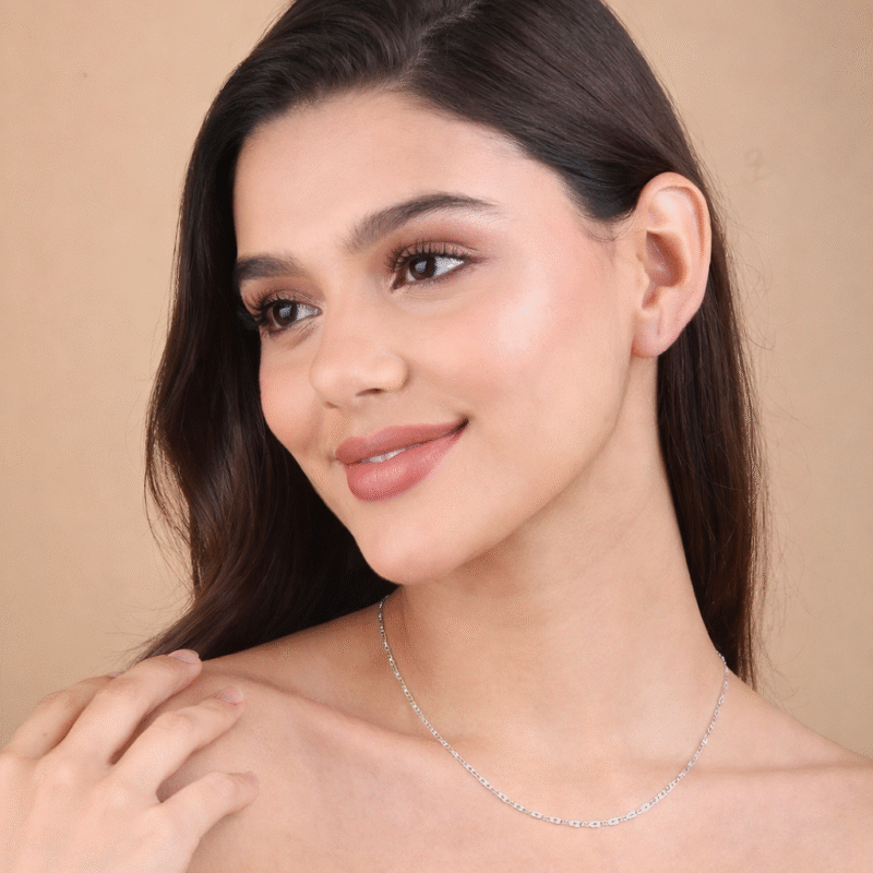 Shop Silver Figaro Chain for Women (18 Inches)