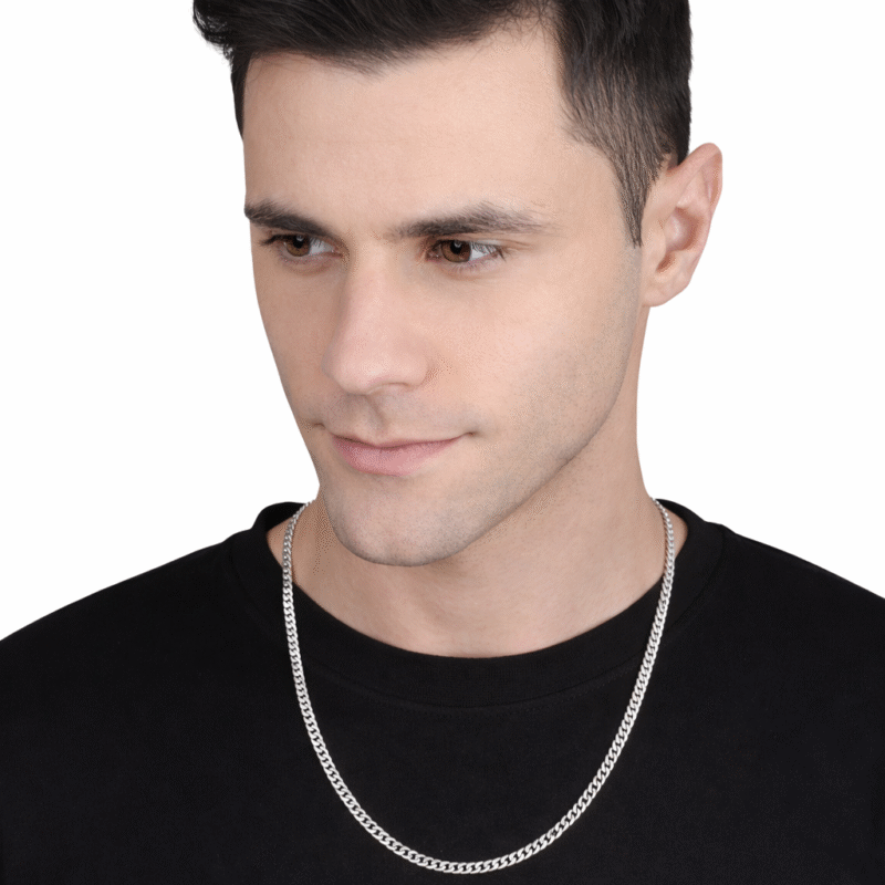 Shop Silver Italian Curb Chain for Men 22 Inches
