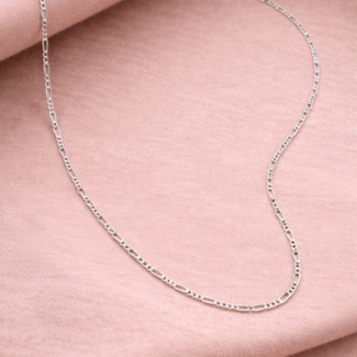 92.5 Silver Figaro Chain for Women (18 Inches)