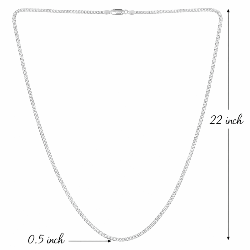 Silver Italian Curb Chain for Men Size Details