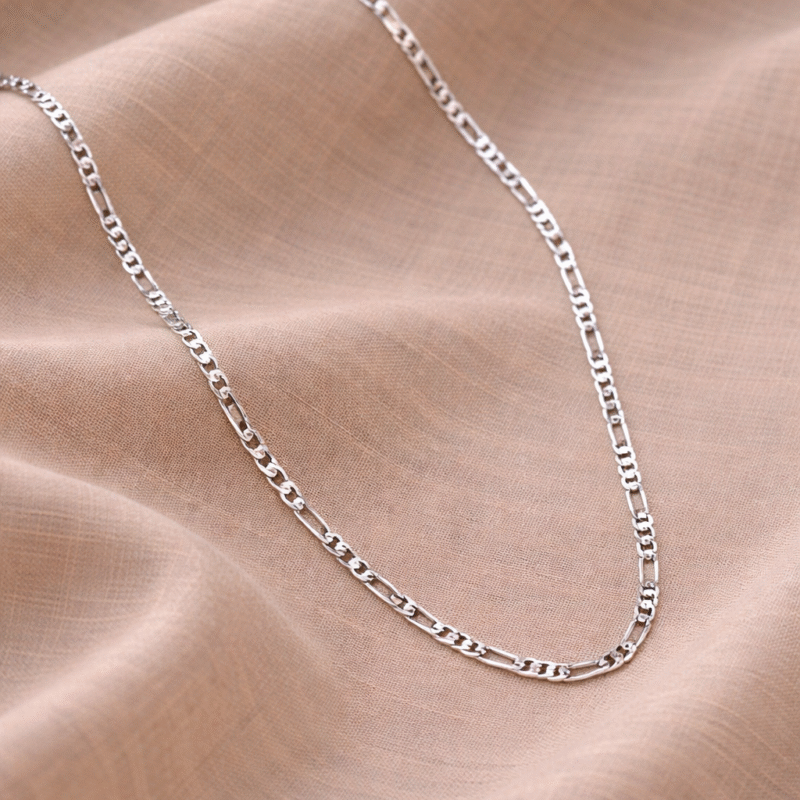 Silver Italian Figaro Chain for Men 22 Inches