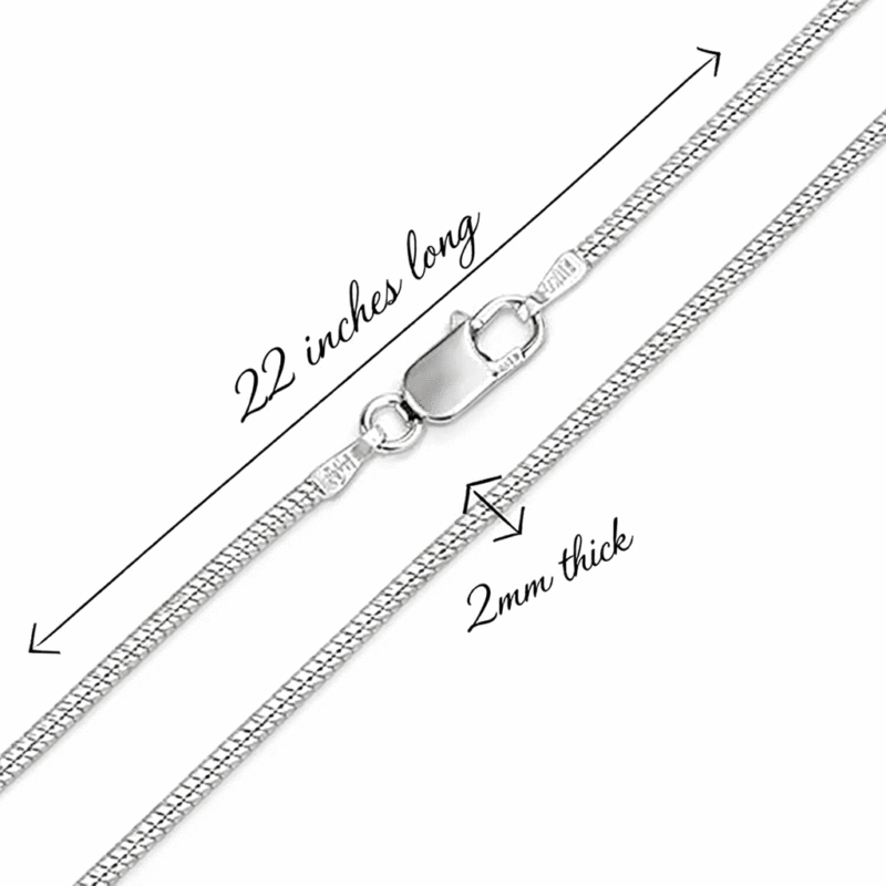 Silver Italian Snake Chain for Men Size Guide