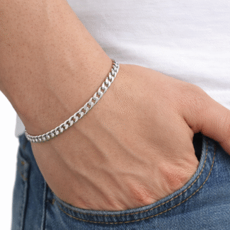 Silver Men Curb Bracelet