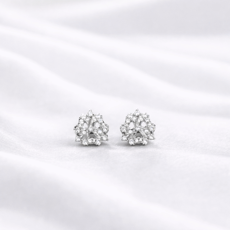 Sterling Silver Floral Stud Earrings for Women