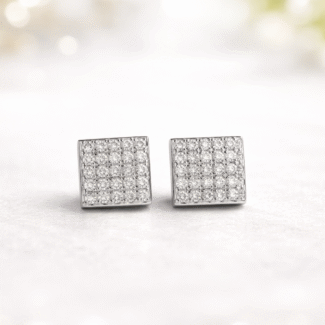 Sterling Silver Square Stud Earrings for Women
