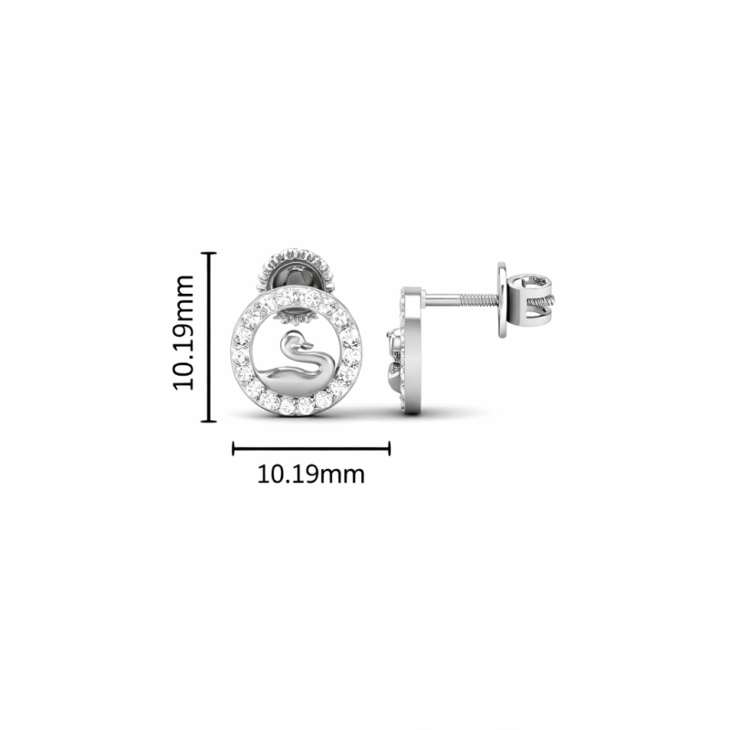 Sterling Silver Swan Studs for Women Size Details