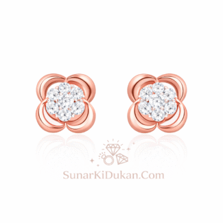 Elegant Floral Rose gols Stud Earrings