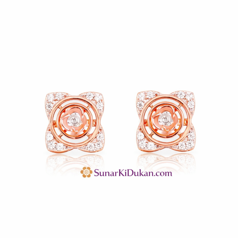 Rose Spiral Rose Gold Stud Earrings for Women