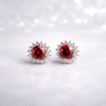 Halo Solitaire Sterling Silver Stud Earrings