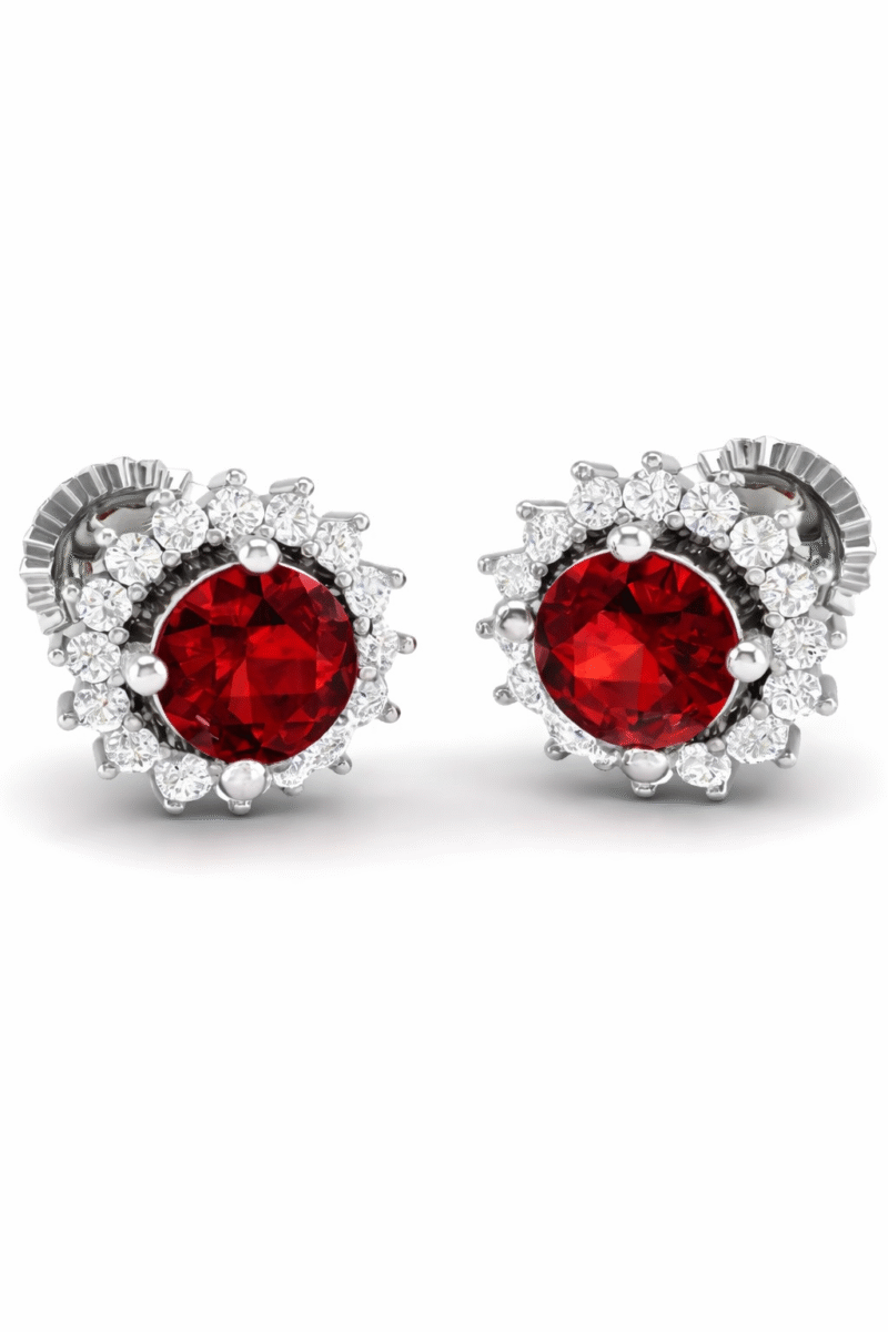 Premium Halo Solitaire Sterling Silver Stud Earrings