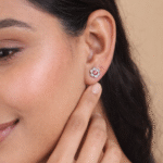Buy Ruby Flower Design Silver Stud Earrings