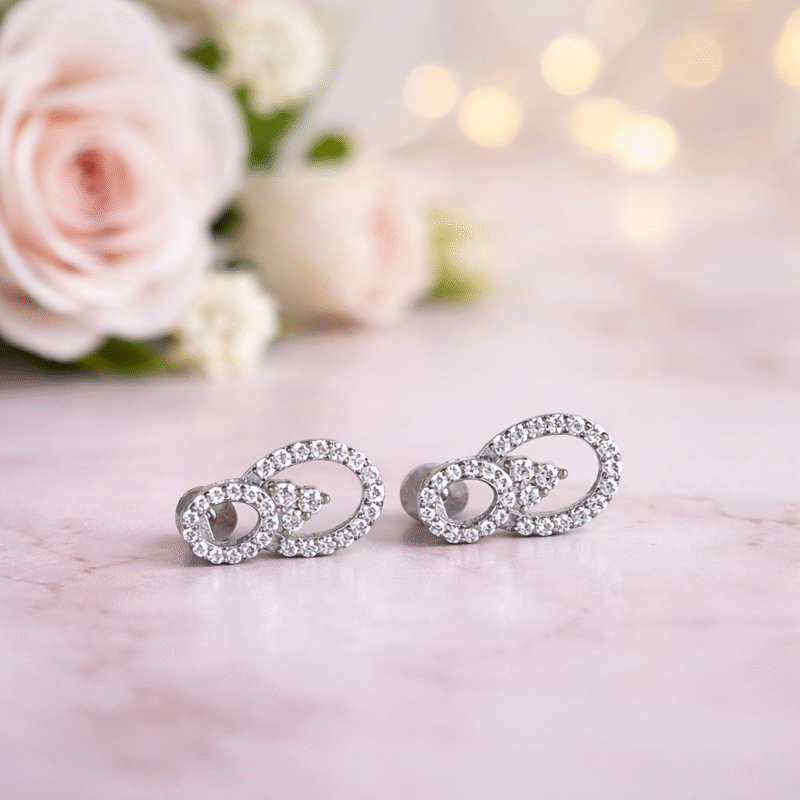 Divine Loop Designer Silver Studs For Women