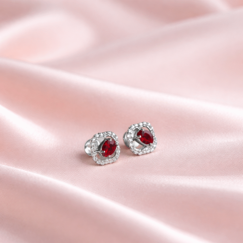 Redgem 925 Silver Stud Earrings for Women