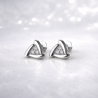 Sterling Silver Triangle Stud Earrings for Women