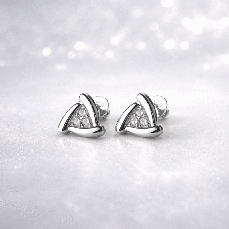 Sterling Silver Triangle Stud Earrings for Women