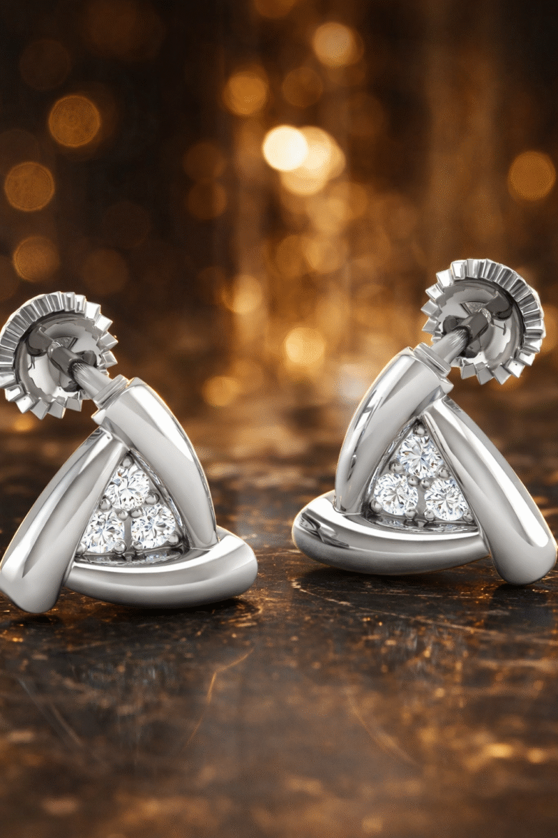 Premium Sterling Silver Triangle Stud Earrings for Women